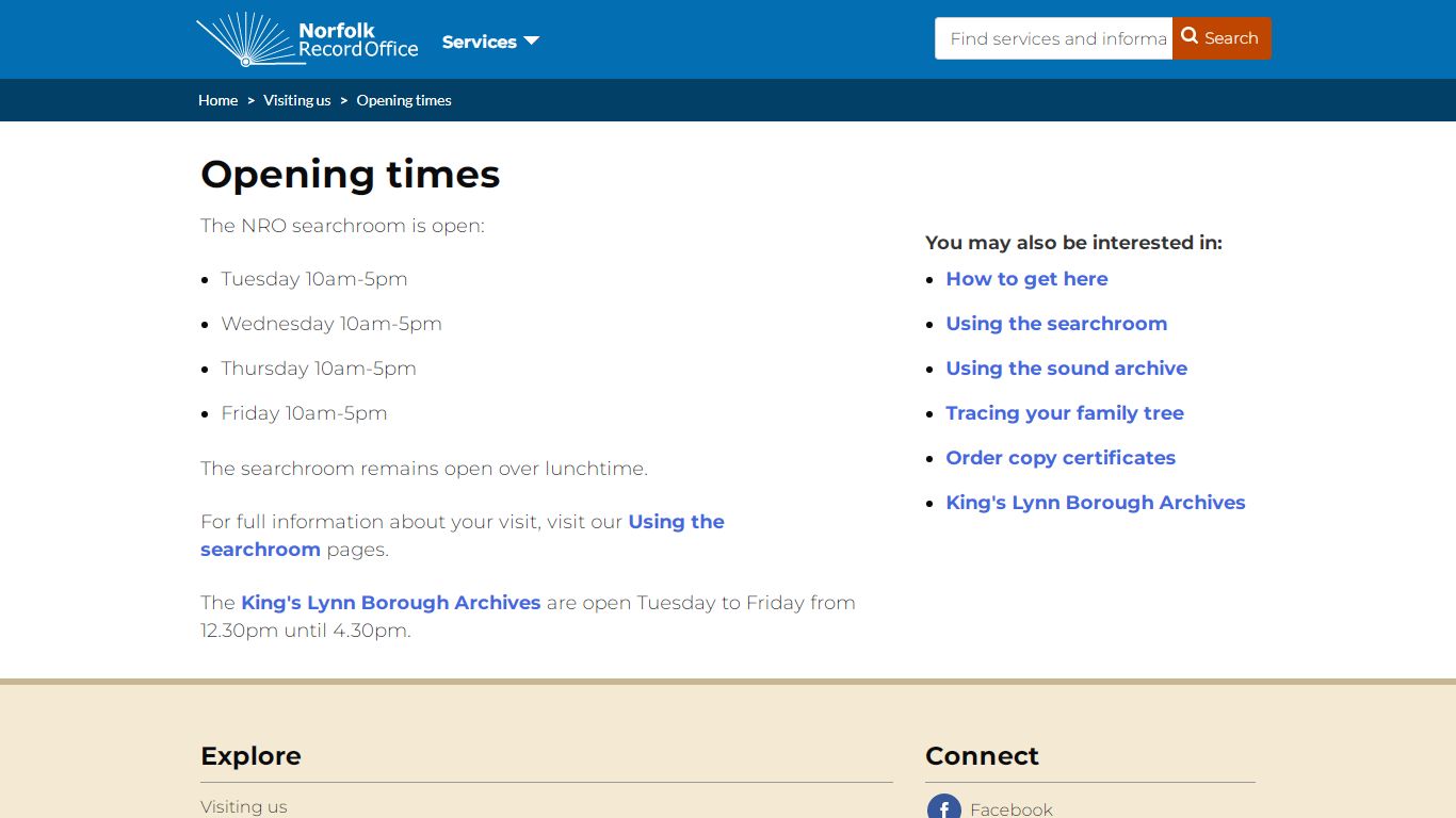 Opening times for the Norfolk Record Office - Archives